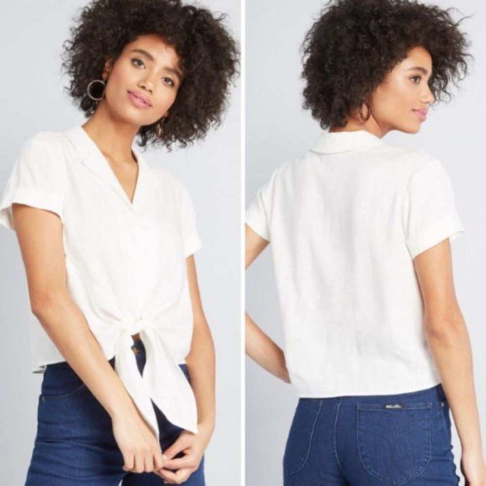 NWT Modcloth Wisely Tied Button-Up Top | S
